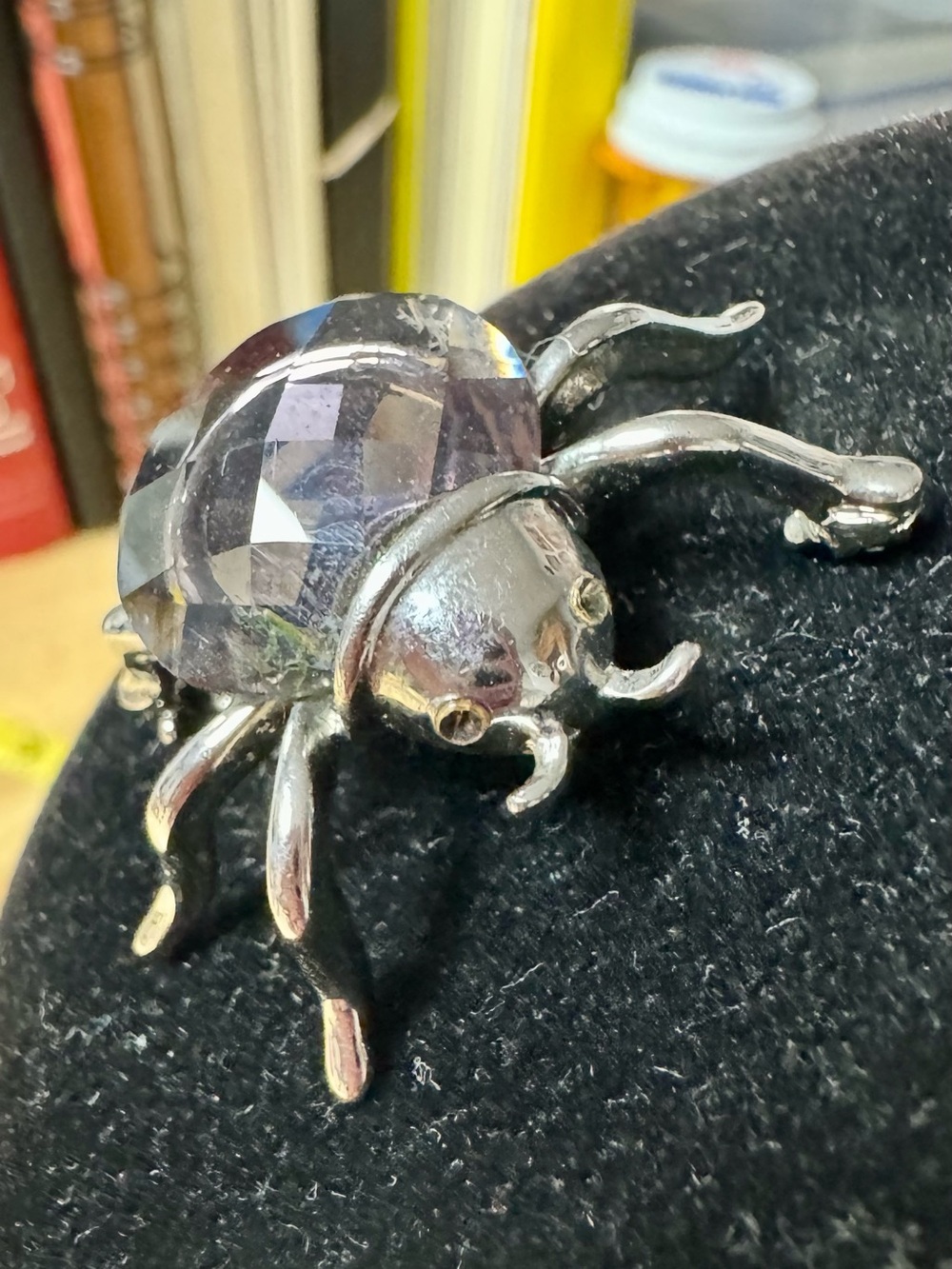 Silver and Purple Arachnid Brooch